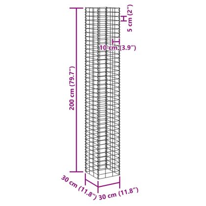 Габиони повдигнати лехи, 3 бр, 30x30x200 см, желязо
