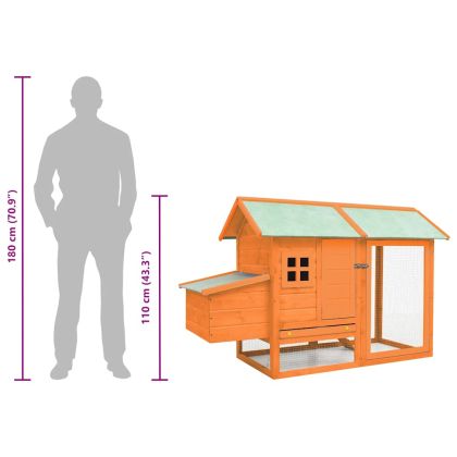 Къща за пилета, чам и ела масив, 170x81x110 см