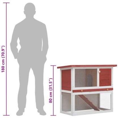 Външна клетка за зайци, 1 врата, червена, дърво