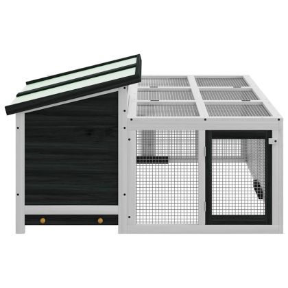 Клетка за зайци сива 144x123x67,5 см борово дърво масив