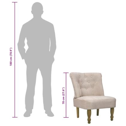 Френски столове, 2 бр, кремави, текстил