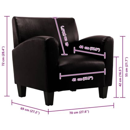 Кресло, тъмнокафяво, изкуствена кожа