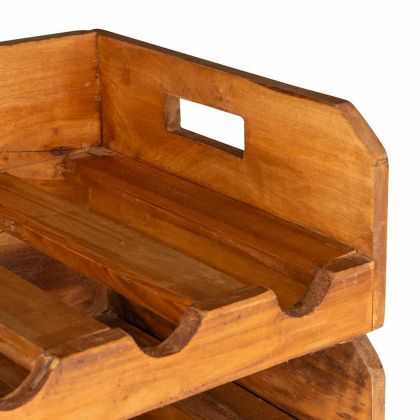 Стойки за вино, 4 бр, 16 бутилки, махагоново дърво масив