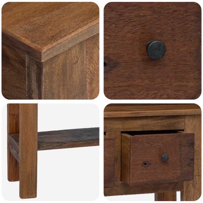 Конзолна маса, смесено рециклирано дърво, 80x35x80 см