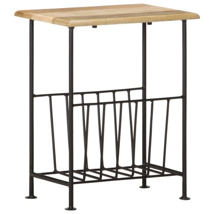 Поставка за списания 40x30x50 см мангово дърво масив и стомана