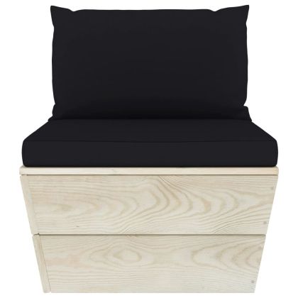 Градински 3-местен палетен диван възглавници импрегниран смърч