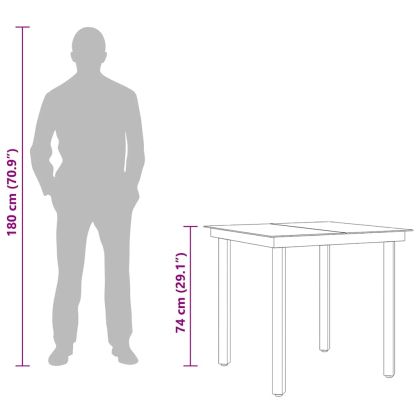 Градинска трапезна маса, черна, 80x80x74 см, стомана и стъкло