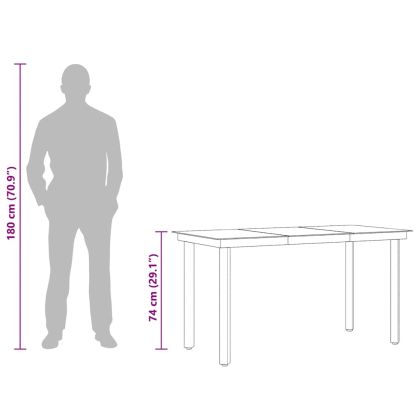 Градинска трапезна маса, черна, 140x70x74 см, стомана и стъкло