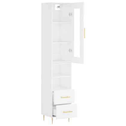 Висок шкаф, бял, 34,5x34x180 см, инженерно дърво
