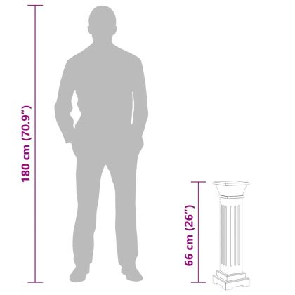 Класическа стойка за цветя, квадратна, черна, 17x17x66 см, МДФ