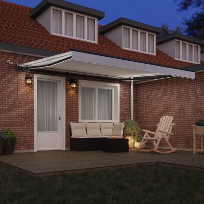 Сгъваем навес с Бяло 400 × 350 cm текстил