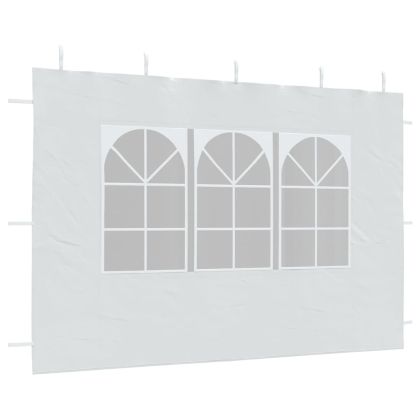 Странични стени за парти шатра, 2 бр, с прозорци, PE, бели
