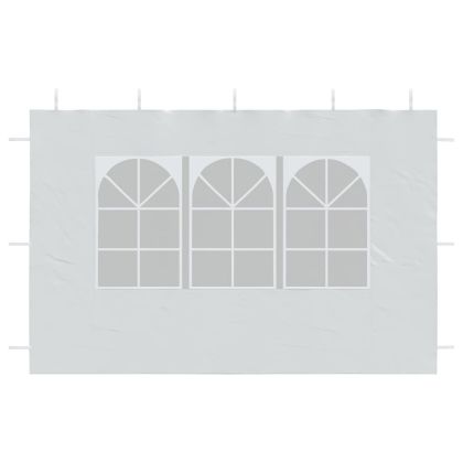 Странични стени за парти шатра, 2 бр, с прозорци, PE, бели