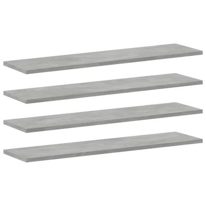 Рафтове за етажерка, 4 бр, бетонно сиви, 80x20x1,5 см