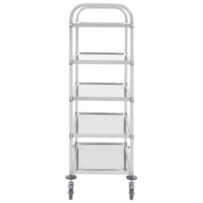 Кухненска количка с 5 рафта, 107x55x147 см, неръждаема стомана