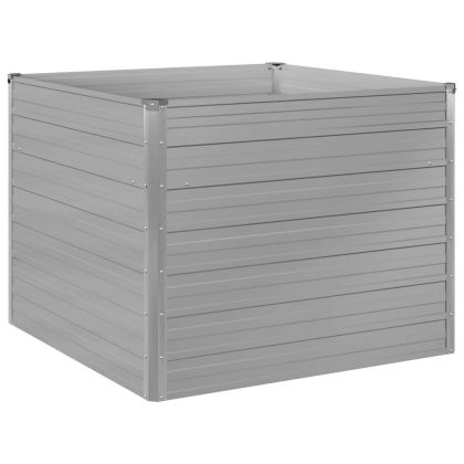 Повдигната леха, 100 x 100 x 77 см, поцинкована стомана, сива