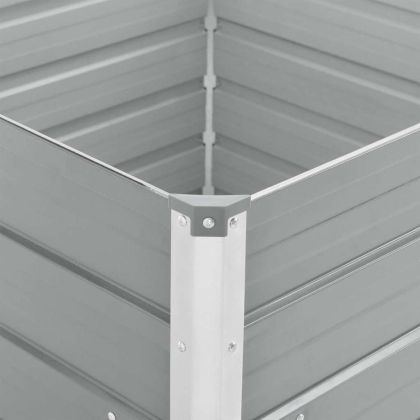 Повдигната леха, 100 x 100 x 77 см, поцинкована стомана, сива