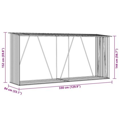 Навес за дърва, поцинкована стомана, 330x84x152 см, антрацит