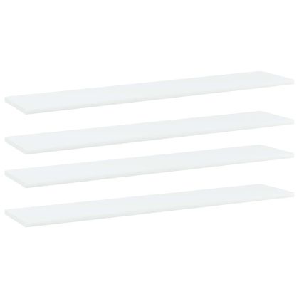 Рафтове за етажерка, 4 бр, бели, 100x20x1,5 см, инженерно дърво