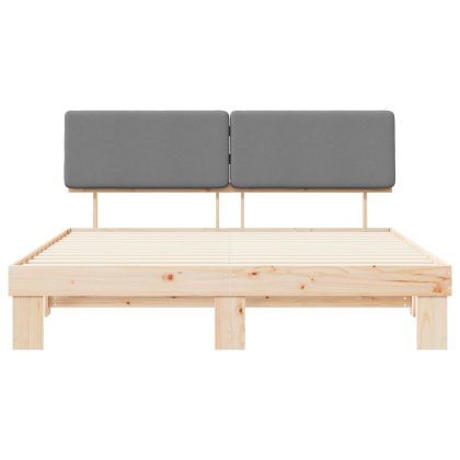 Леглова рамка с тапицирана гръбна част Светлосиво 180 x 200 cm