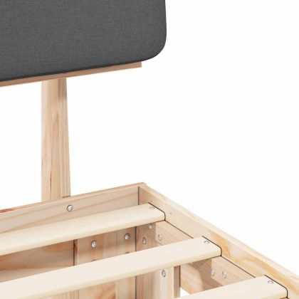 Леглова рамка с тапицирана гръбна част Тъмен сив 180 x 200 cm