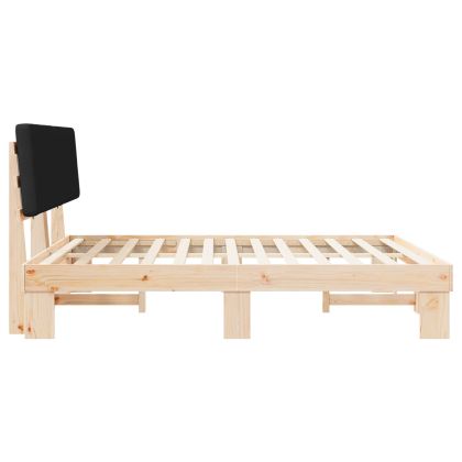 Леглова рамка с тапицирана гръбна част Черно 180 x 200 cm