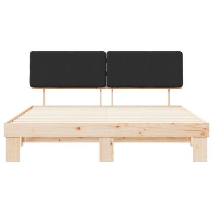 Леглова рамка с тапицирана гръбна част Черно 180 x 200 cm