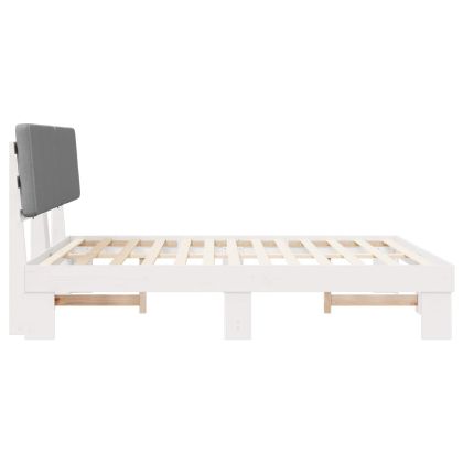 Леглова рамка с тапицирана гръбна част Светлосиво 180 x 200 cm