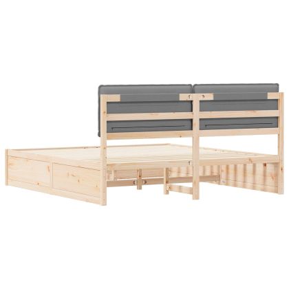 Леглова рамка с тапицирана гръбна част Светлосиво 200 x 200 cm