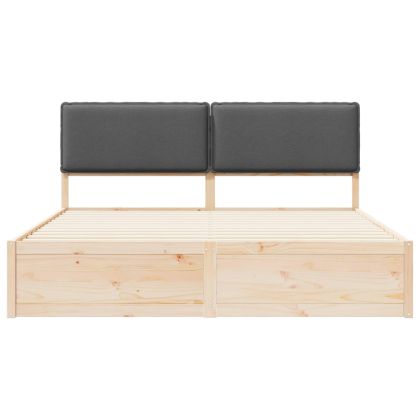 Леглова рамка с тапицирана гръбна част Тъмен сив 200 x 200 cm