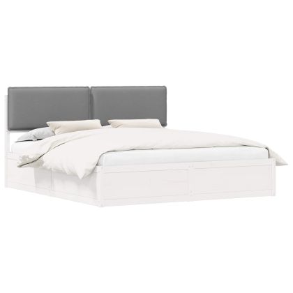 Леглова рамка с тапицирана гръбна част Светлосиво 200 x 200 cm