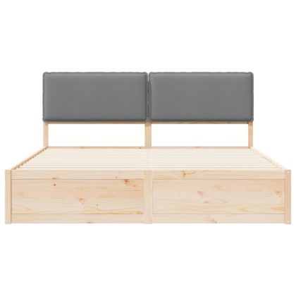 Леглова рамка с тапицирана гръбна част Светлосиво 180 x 200 cm