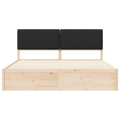 Леглова рамка с тапицирана гръбна част Черно 180 x 200 cm