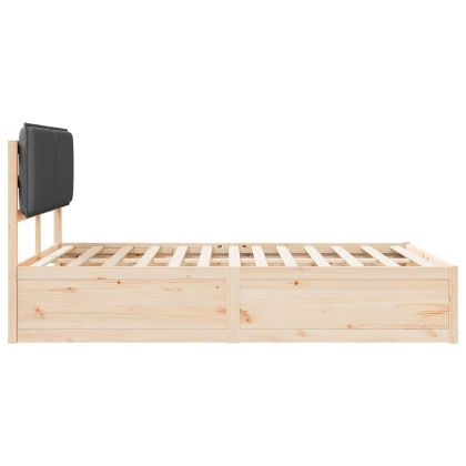 Леглова рамка с тапицирана гръбна част Тъмен сив 150 x 200 cm