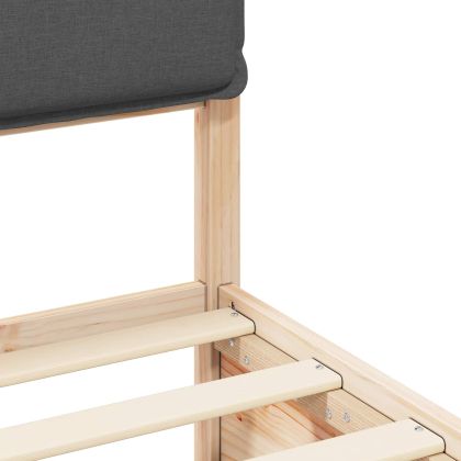 Леглова рамка с тапицирана гръбна част Тъмен сив 150 x 200 cm