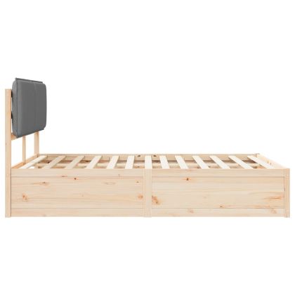 Леглова рамка с тапицирана гръбна част Светлосиво 135 x 190 cm