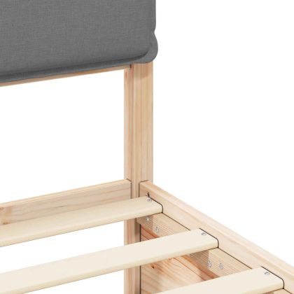 Леглова рамка с тапицирана гръбна част Светлосиво 135 x 190 cm