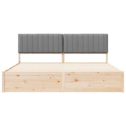 Леглова рамка с тапицирана гръбна част Светлосиво 200 x 200 cm