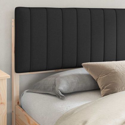 Леглова рамка с тапицирана гръбна част Черно 200 x 200 cm