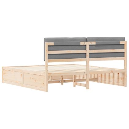 Леглова рамка с тапицирана гръбна част Светлосиво 180 x 200 cm