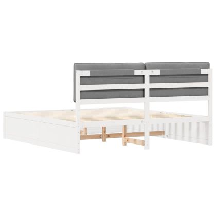 Леглова рамка с тапицирана гръбна част Светлосиво 180 x 200 cm