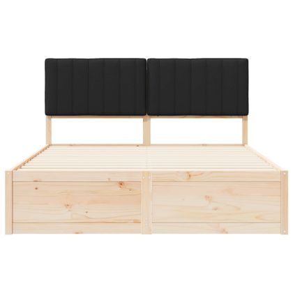 Леглова рамка с тапицирана гръбна част Черно 160 x 200 cm