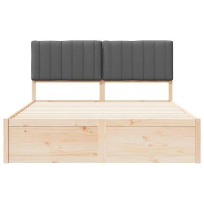 Леглова рамка с тапицирана гръбна част Тъмен сив 150 x 200 cm