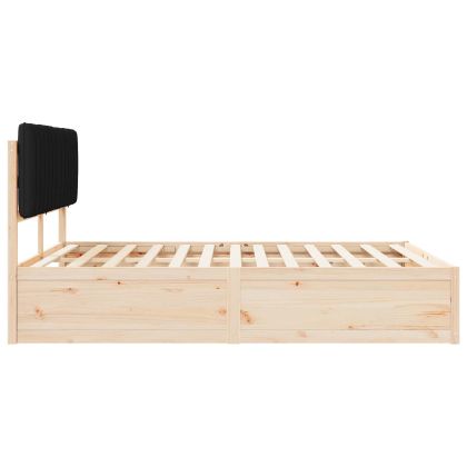 Леглова рамка с тапицирана гръбна част Черно 150 x 200 cm