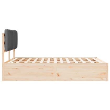 Леглова рамка с тапицирана гръбна част Тъмен сив 140 x 200 cm