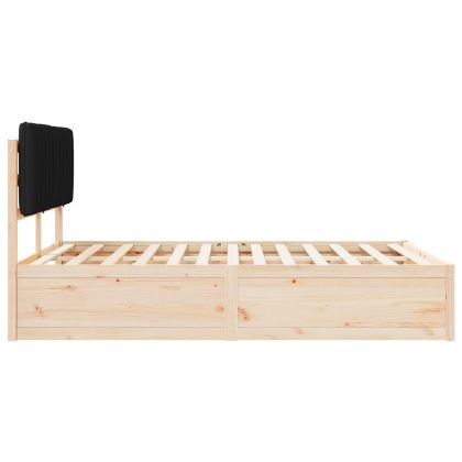 Леглова рамка с тапицирана гръбна част Черно 140 x 200 cm