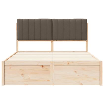 Леглова рамка с тапицирана гръбна част Таупе 140 x 200 cm