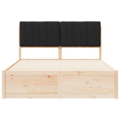 Леглова рамка с тапицирана гръбна част Черно 140 x 190 cm