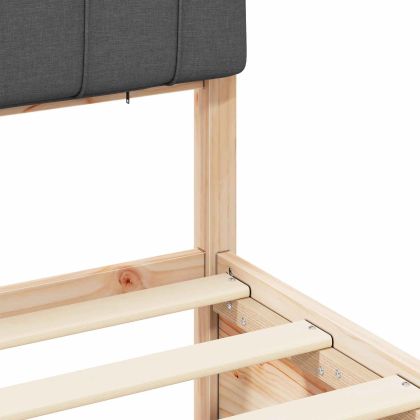 Леглова рамка с тапицирана гръбна част Тъмен сив 135 x 190 cm