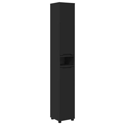 Комплект мебели за баня с чекмедже 4 pcs Черно Инженерно дърво